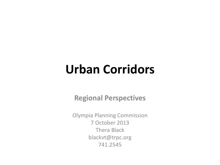urban corridors