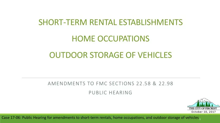 short term rental establishments