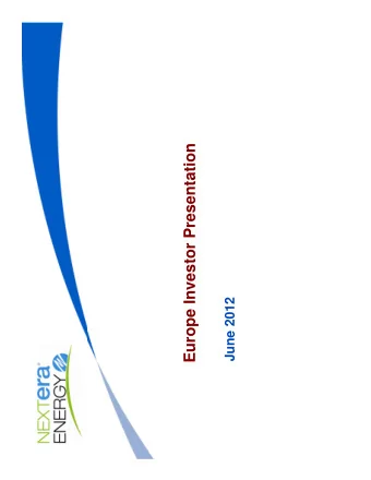 Europe Investor Presentation  June 2012  Cautionary Statements And Risk Factors That May Affect