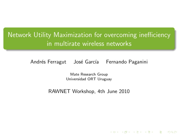 network utility maximization for overcoming inefficiency