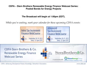 While youre waiting, mark your calendar for these upcoming CDFA events: CDFA: Advancing