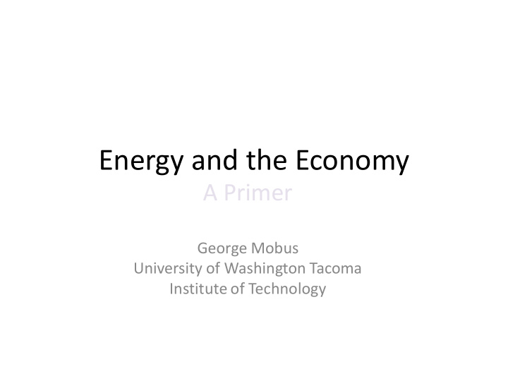 energy and the economy