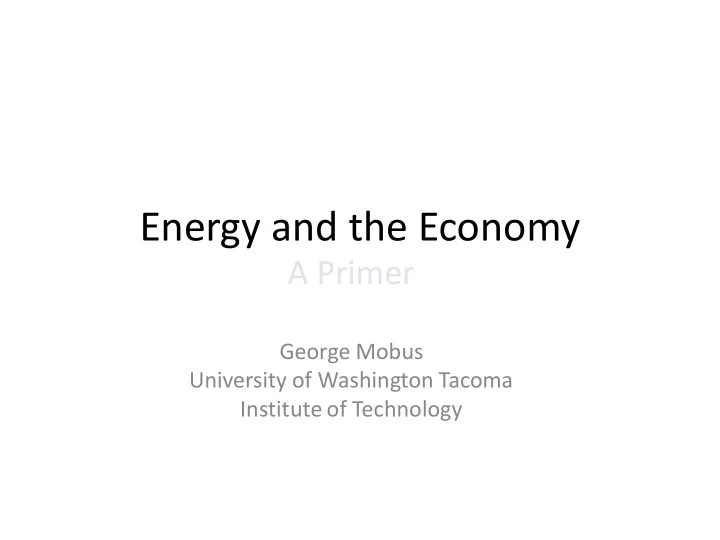 energy and the economy