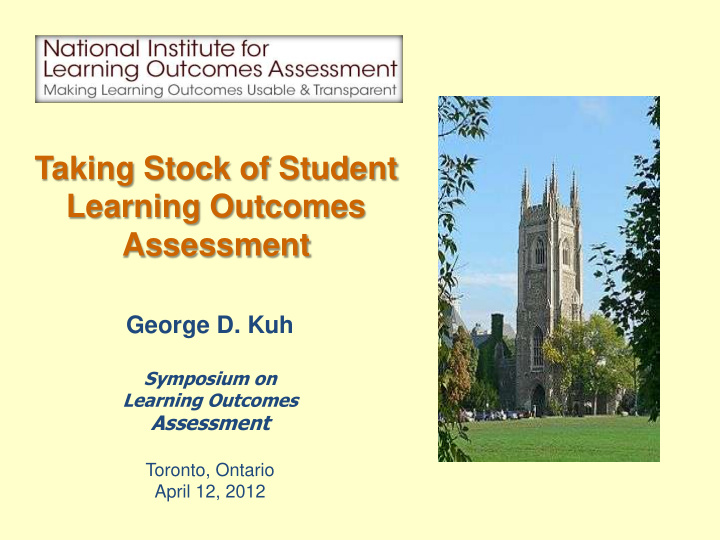 taking stock of student learning outcomes assessment