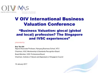 V OIV International Business  Valuation Conference  Business Valuation: glocal (global  and