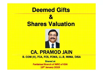Deemed Gifts  Deemed Gifts  &amp;  &amp;  Shares Valuation  Shares Valuation