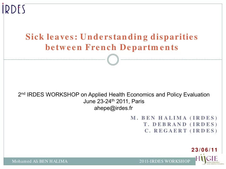 sick leaves understanding disparities between french