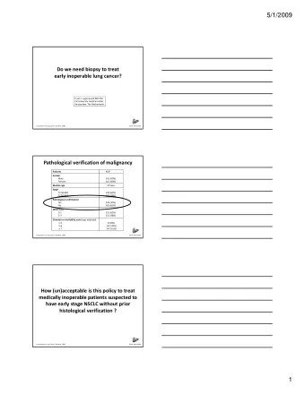 5/1/2009 Do we need biopsy to treat early inoperable lung cancer? Frank J. Lagerwaard MD PhD VU