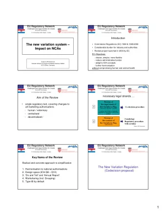 1  Key Item 1: Harmonisation  Initial Marketing Authorisation  Current situation with national