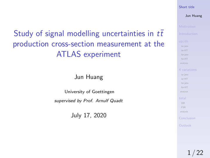 study of signal modelling uncertainties in t t