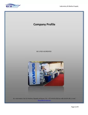 Company Profile  ISO 17025 ACCREDITED  Str. Vasil Andoni, No 10, Prishtina, Republic of Kosovo,