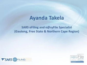Ayanda Takela  SARS eFiling and e@syFile Specialist  (Gauteng, Free State &amp; Northern Cape