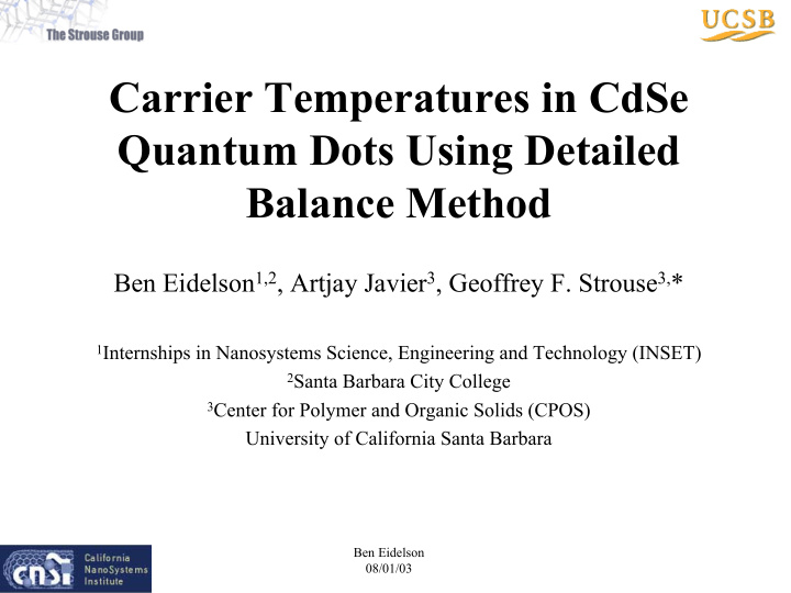 carrier temperatures in cdse quantum dots using detailed