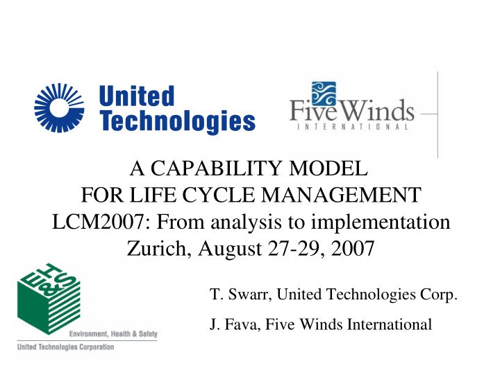 a capability model for life cycle management lcm2007 from
