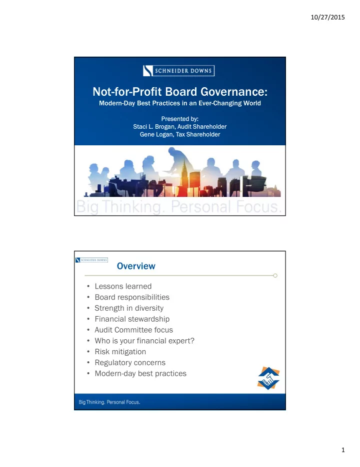 not for profit board governance