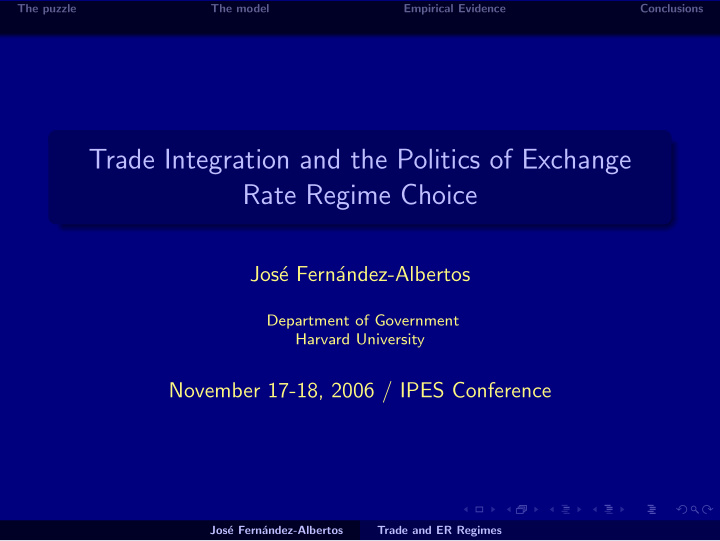 trade integration and the politics of exchange rate