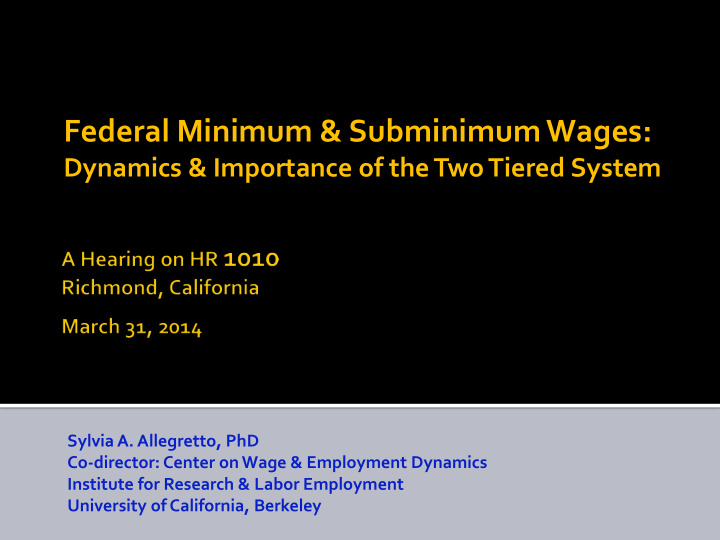 federal minimum subminimum wages