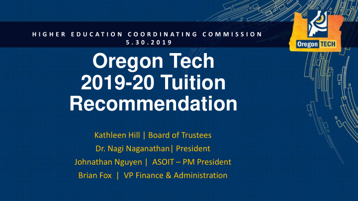 oregon tech 2019 20 tuition recommendation