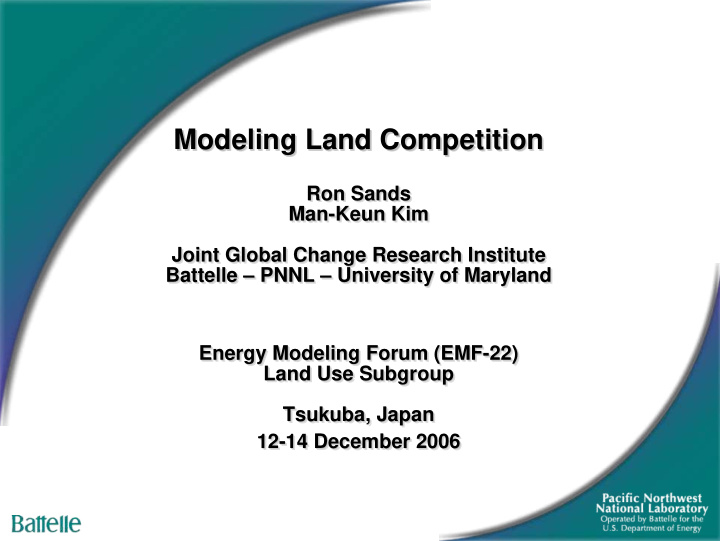 modeling land competition modeling land competition