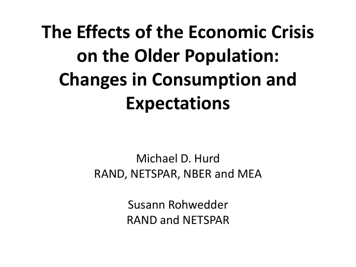 the effects of the economic crisis on the older