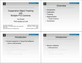 Overview   Introduction  Cooperative Object Tracking   Calibration  with   Tracking