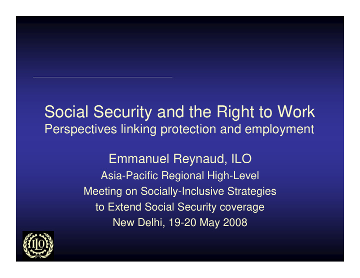 social security and the right to work