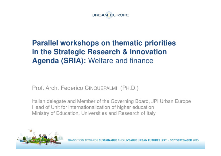 parallel workshops on thematic priorities in the