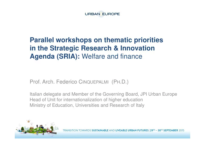 parallel workshops on thematic priorities in the