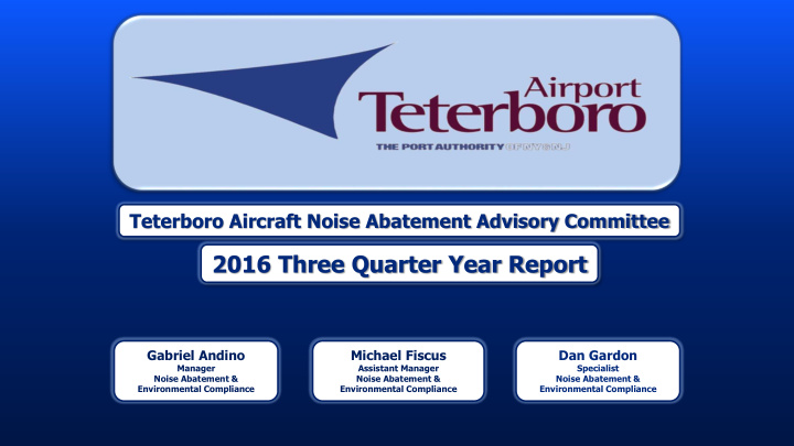 2016 three quarter year report
