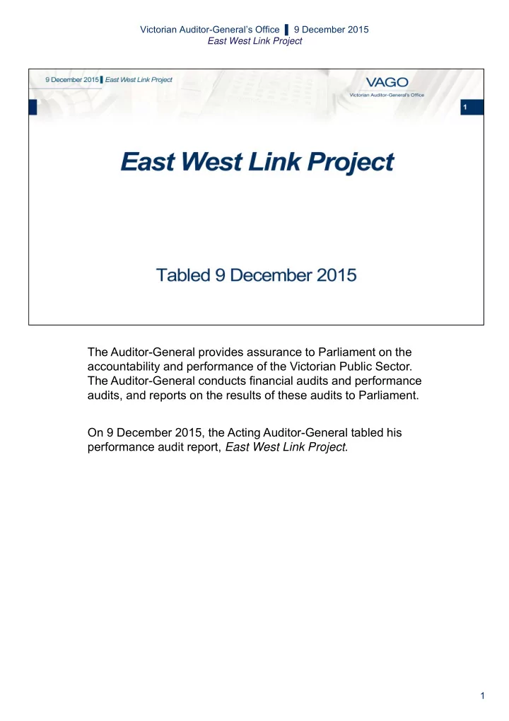 the auditor general provides assurance to parliament on