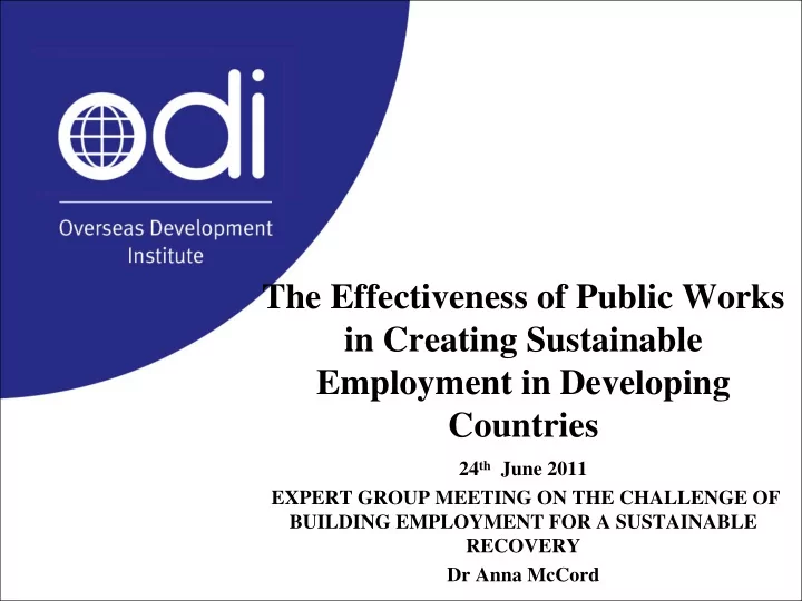 the effectiveness of public works in creating sustainable