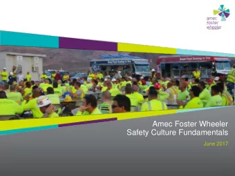 Amec Foster Wheeler  Safety Culture Fundamentals  June 2017 Leadership  The Starting Point