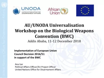 Workshop on the Biological Weapons  Convention (BWC)  Addis Ababa, 11-12 December 2018