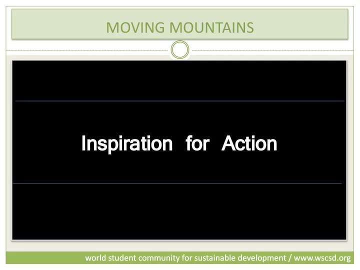 in inspiration spiration fo for r ac acti tion on