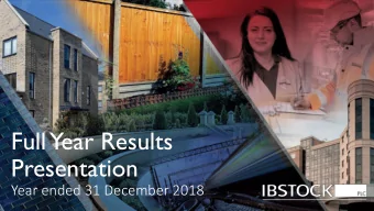 Presentation  Year ended 31 December 2018  Disclaimer  The information contained in this