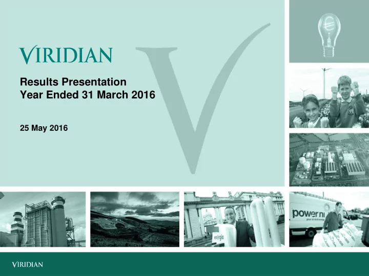 results presentation year ended 31 march 2016