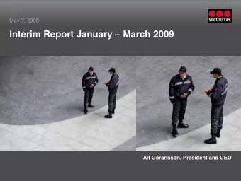 Interim Report January  March 2009  Insert picture in this frame  Insert picture in this frame