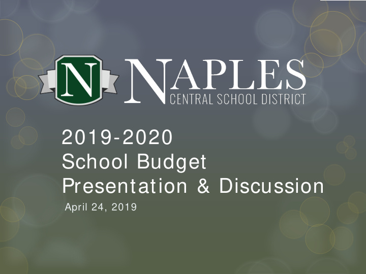 2019 2020 school budget presentation discussion