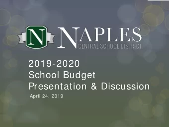2019-2020  School Budget  Presentation &amp; Discussion  April 24, 2019  Mission Statem ent  The