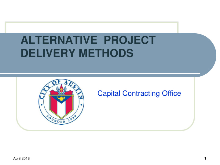 alternative project delivery methods
