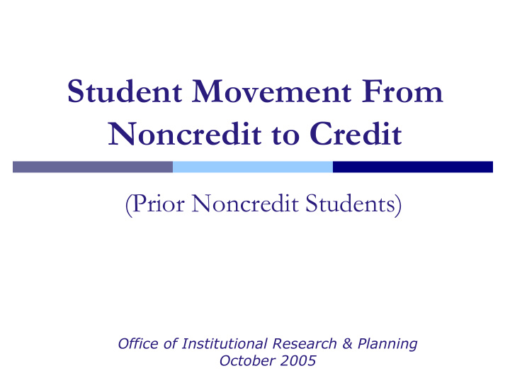 student movement from noncredit to credit