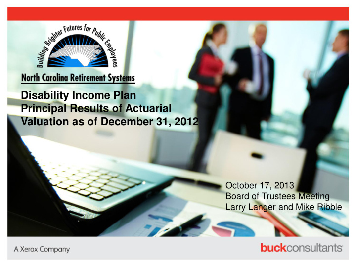 disability income plan principal results of actuarial