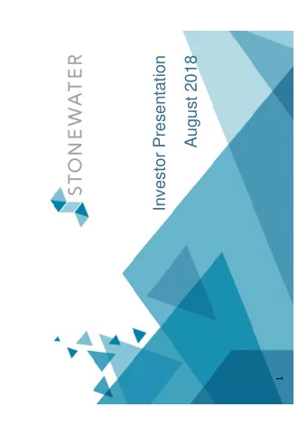 Investor Presentation  August 2018  1  Contents  1. Background  2. Strategy  3. Operations  4.