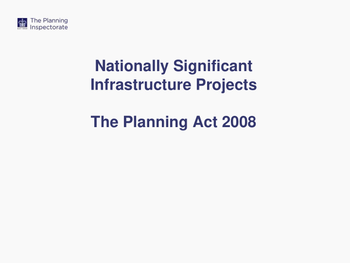 nationally significant infrastructure projects the