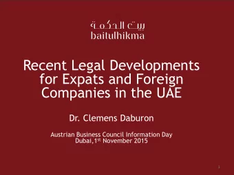 for Expats and Foreign  Companies in the UAE  Dr. Clemens Daburon  Austrian Business Council