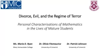 Divor  orce, E  Evi  vil, an  and t  the R  Reg  egime of  of Ter  error  or  Personal