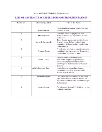 Poster.no  Presenting Author  Title of the Paper Kunal Bonde  9  Anthropometric parameters in