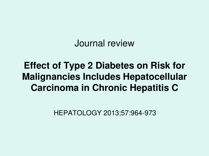 carcinoma in chronic hepatitis c