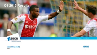 Q1 2013 Results The Hague  May 8, 2013  Alex Wynaendts  CEO  aegon.com  Key messages