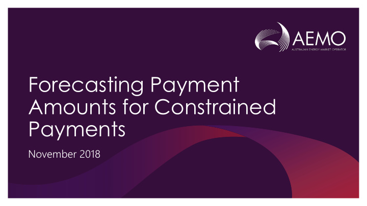 forecasting payment amounts for constrained